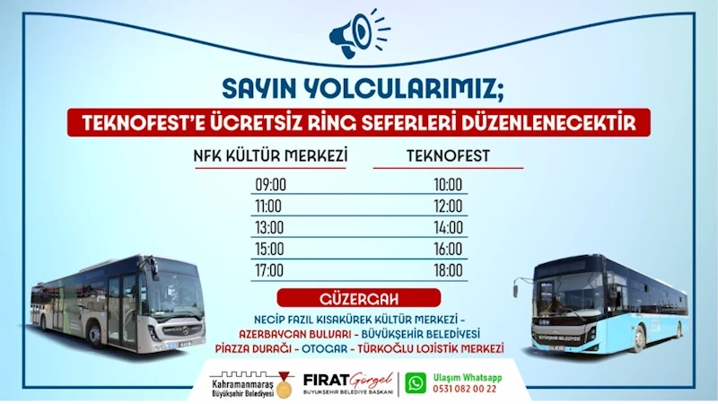 Büyükşehir’den TEKNOFEST’e Ücretsiz Ring Seferi