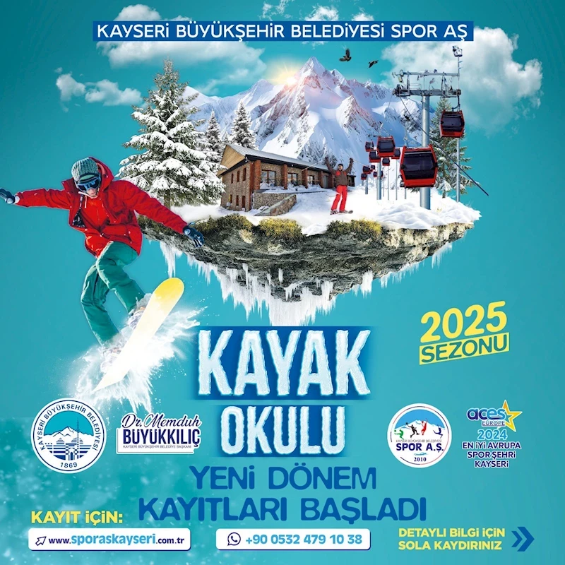 Büyükşehir’in Erciyes Kayak Okulu’nda Kayak ve Snowboard Kursları Sürüyor