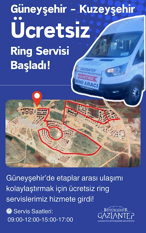 GAZİANTEP BÜYÜKŞEHİR GÜNEYŞEHİR VE KUZEYŞEHİR’DE ETAPLAR ARASI RİNG SEFERİ OLUŞTURDU