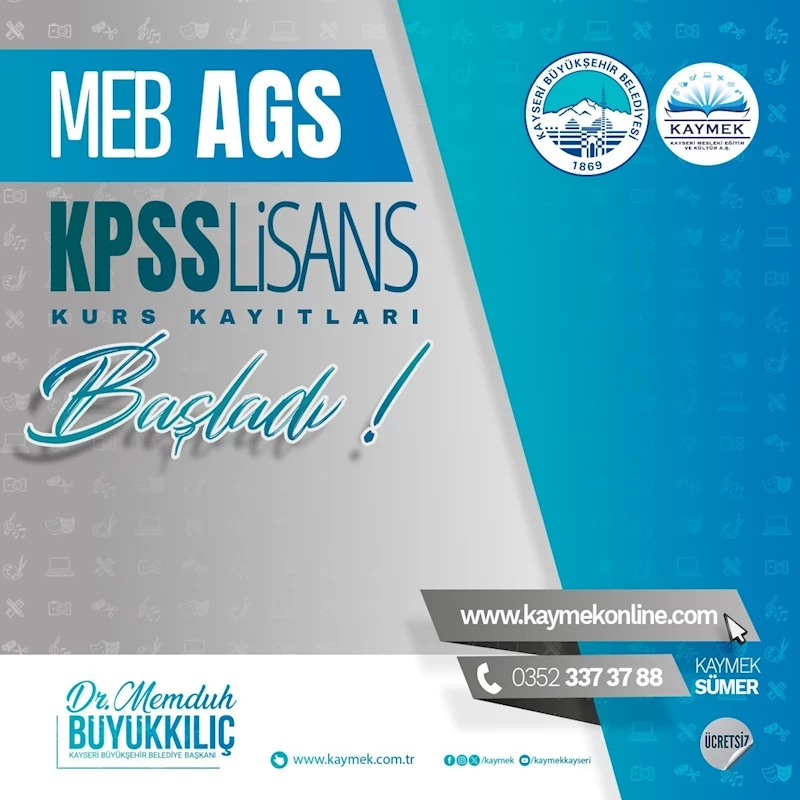 Büyükşehir KAYMEK’te MEB-AGS ve KPSS Kurs Kayıtları Başladı