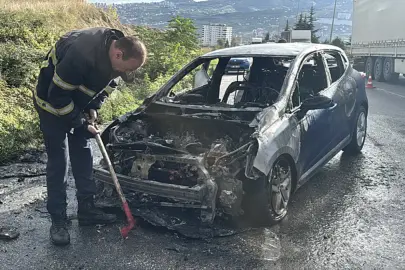 Samsunsporlu futbolcunun kullandığı araç alev aldı!