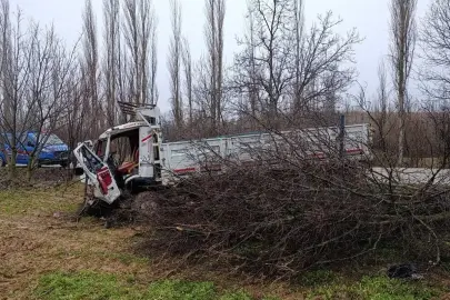 Uşak'ta kamyonun ağaçlara çarpması sonucu 4 kişi yaralandı