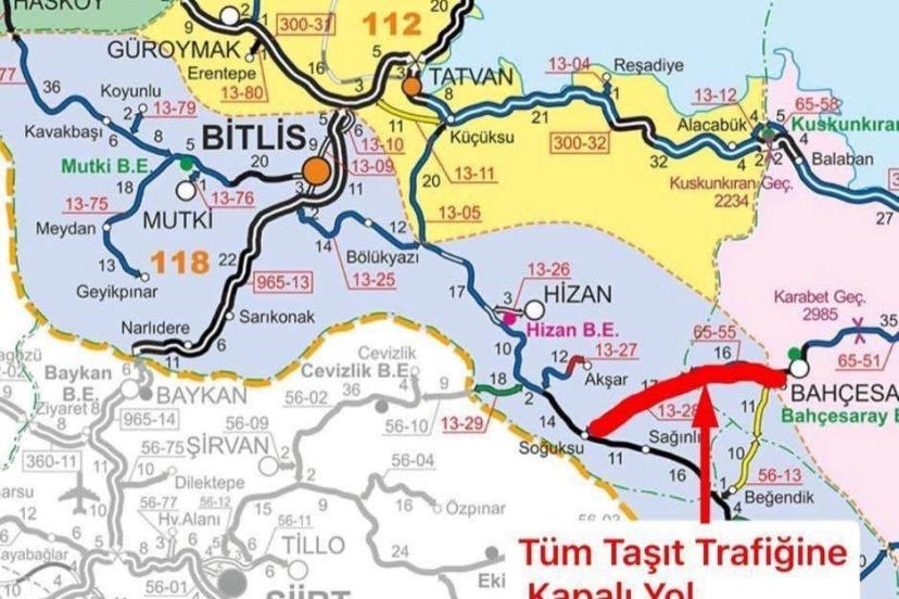 Bahçesaray-Hizan yolu geçici olarak ulaşıma kapatıldı