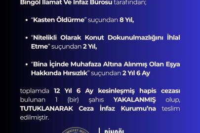 Bingöl’de hapis cezası bulunan şahıs yakalandı