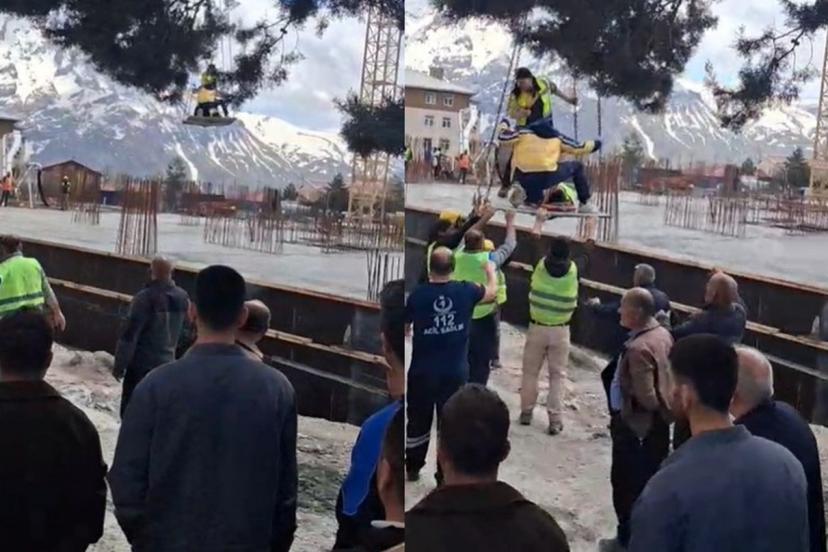 Kafasına pompa borusu düşen işçi yaralandı