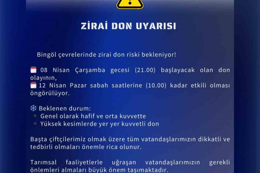 Meteoroloji’den Bingöl için zirai don uyarısı