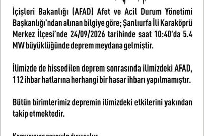 Elazığ Valiliği: "Herhangi bir hasar ihbarı yapılmamıştır"