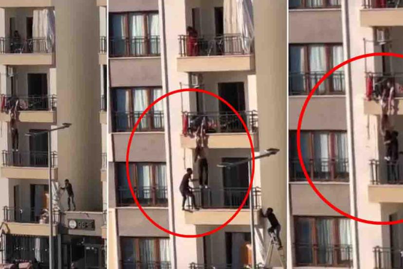 İkinci kata tırmandı, çocuğu kurtardı