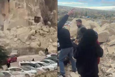 Kapadokya'da peribacası yıkıldı