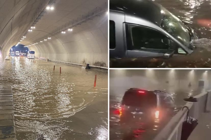 Kuvvetli sağanak yine İstanbul'u vurdu. Yollar göle döndü, baba ile kız son anda kurtarıldı